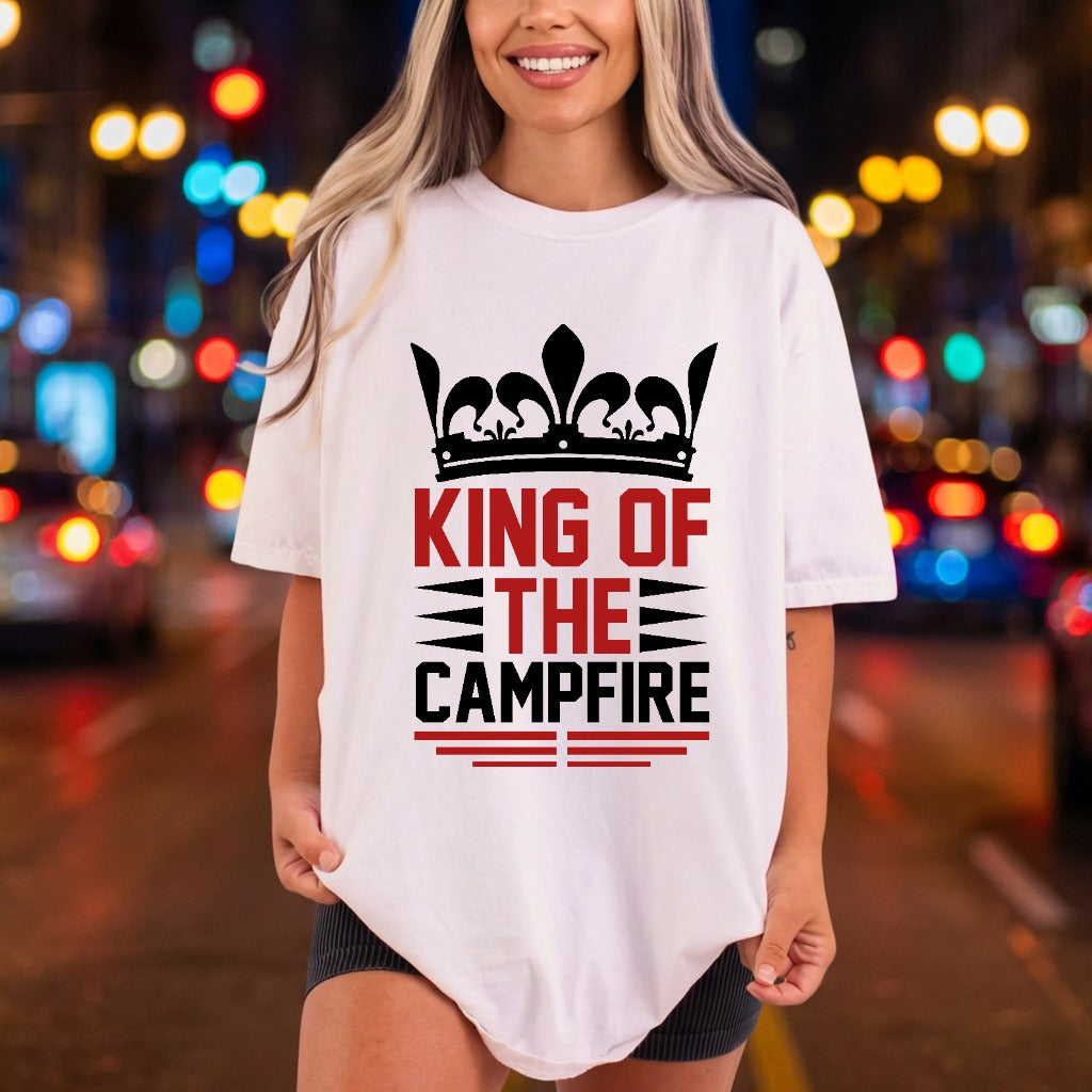 King Campfire Outdoor Adventure Dad Funny Ready to Press DTF Transfer for Dtf