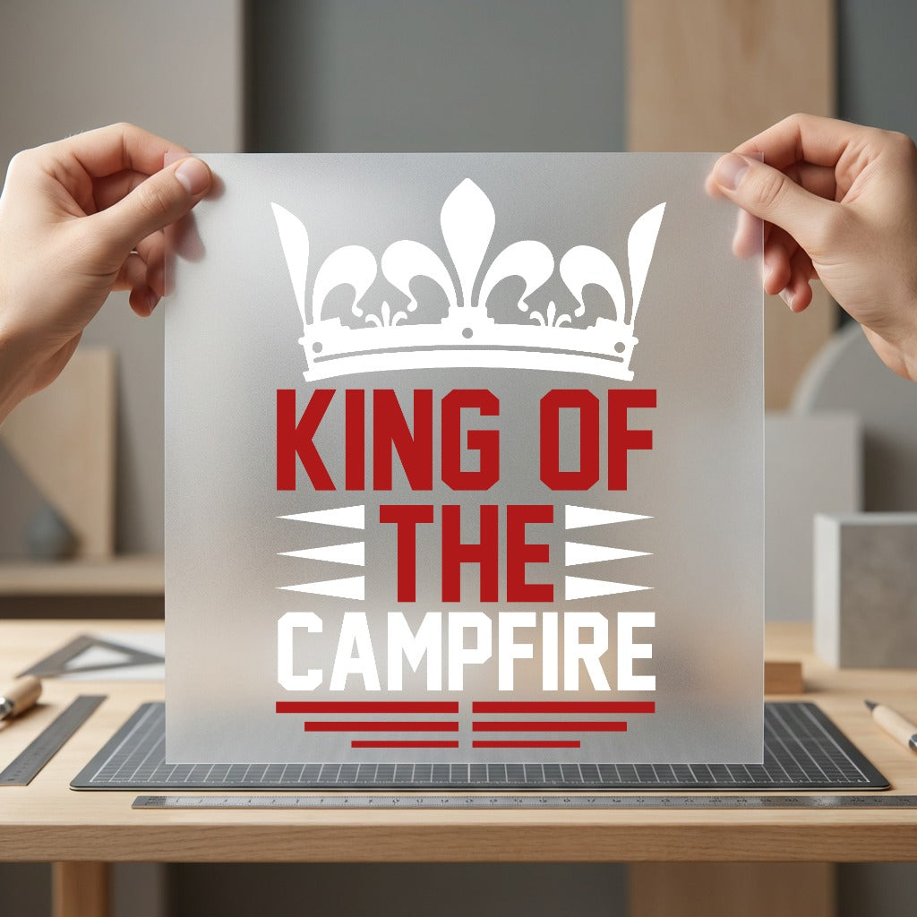 King Campfire Outdoor Adventure Dad Funny Ready to Press DTF Transfer for Dtf