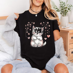 Kitten Hearts Flowers Kawaii Valentine Mom Ready to Press DTF Transfer for Dtf