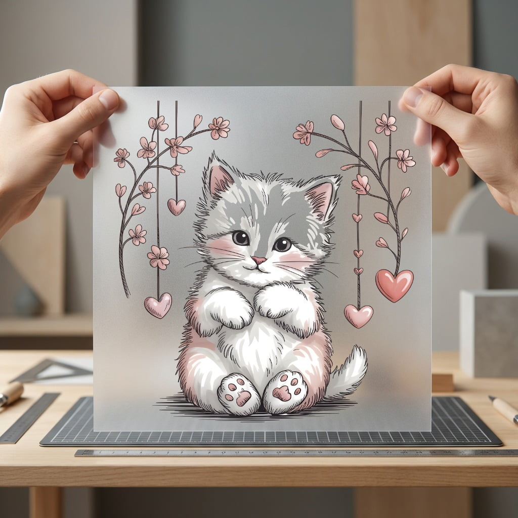 Kitten Hearts Flowers Kawaii Valentine Mom Ready to Press DTF Transfer for Dtf