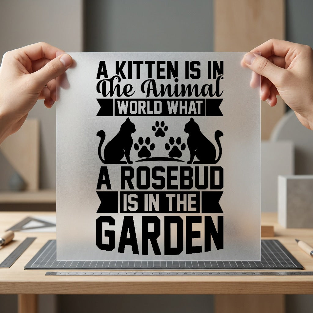 Kitten Rosebud Quote Nature Mom Dad Ready to Press DTF Transfer for Dtf