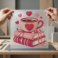 Knitted Hearts Books Cozy Valentine Ready to Press DTF Transfer for Dtf