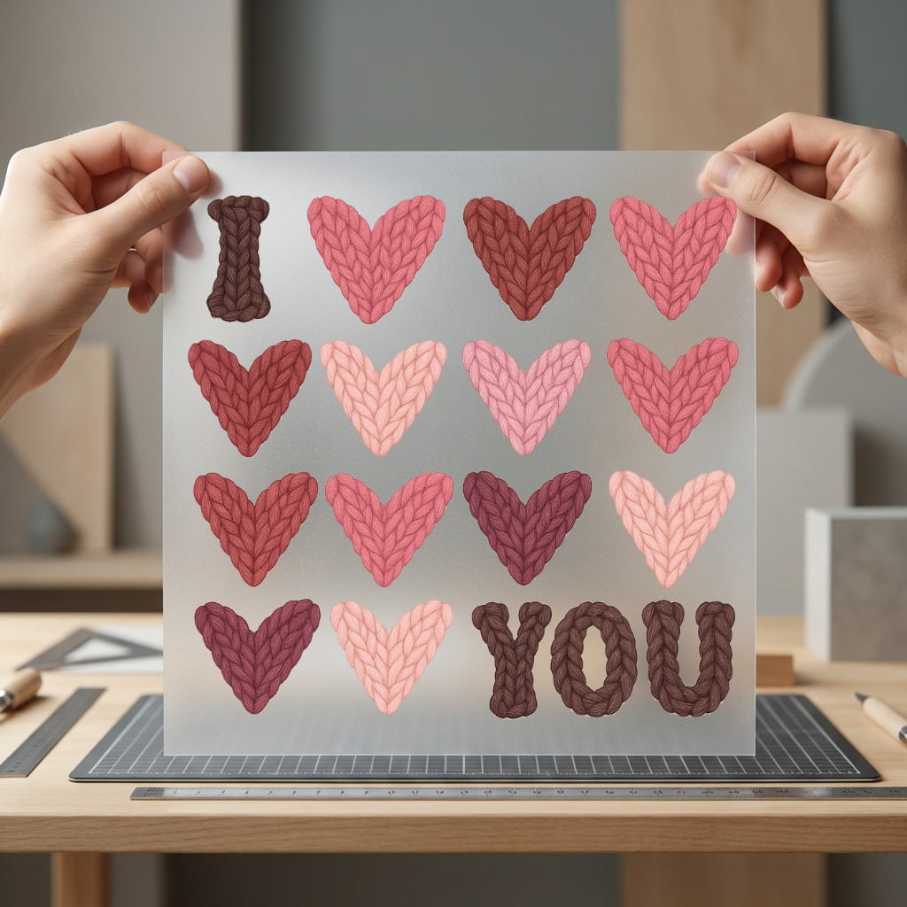 Knitted Hearts Love You Valentine Ready to Press DTF Transfer for Dtf