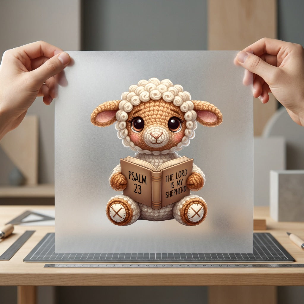 Knitted Lamb Psalm Book Christian Faith Ready to Press DTF Transfer for Dtf