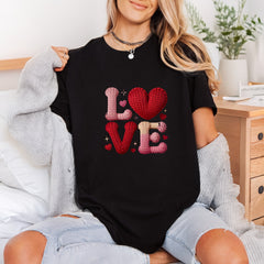 Knitted Love Text Valentine Valentine Ready to Press DTF Transfer for Dtf