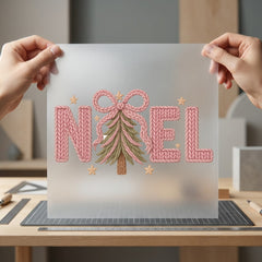 Knitted Noel Christmas Tree Christmas Ready to Press DTF Transfer for Dtf