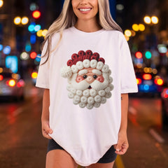 Knitted Santa Face Holiday Christmas Winter Ready to Press DTF Transfer for Dtf
