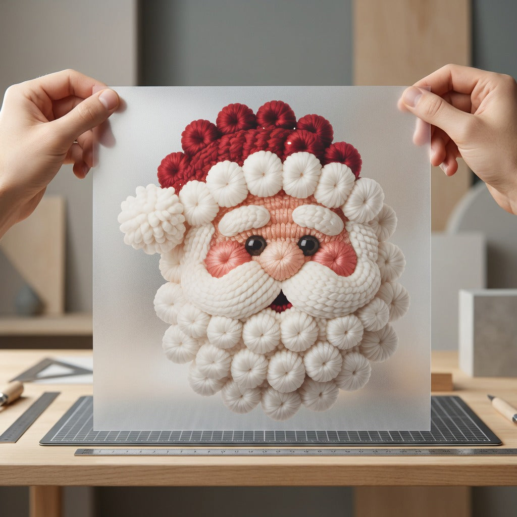 Knitted Santa Face Holiday Christmas Winter Ready to Press DTF Transfer for Dtf