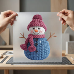 Knitted Snowman Winter Holiday Christmas Winter Ready to Press DTF Transfer for Dtf