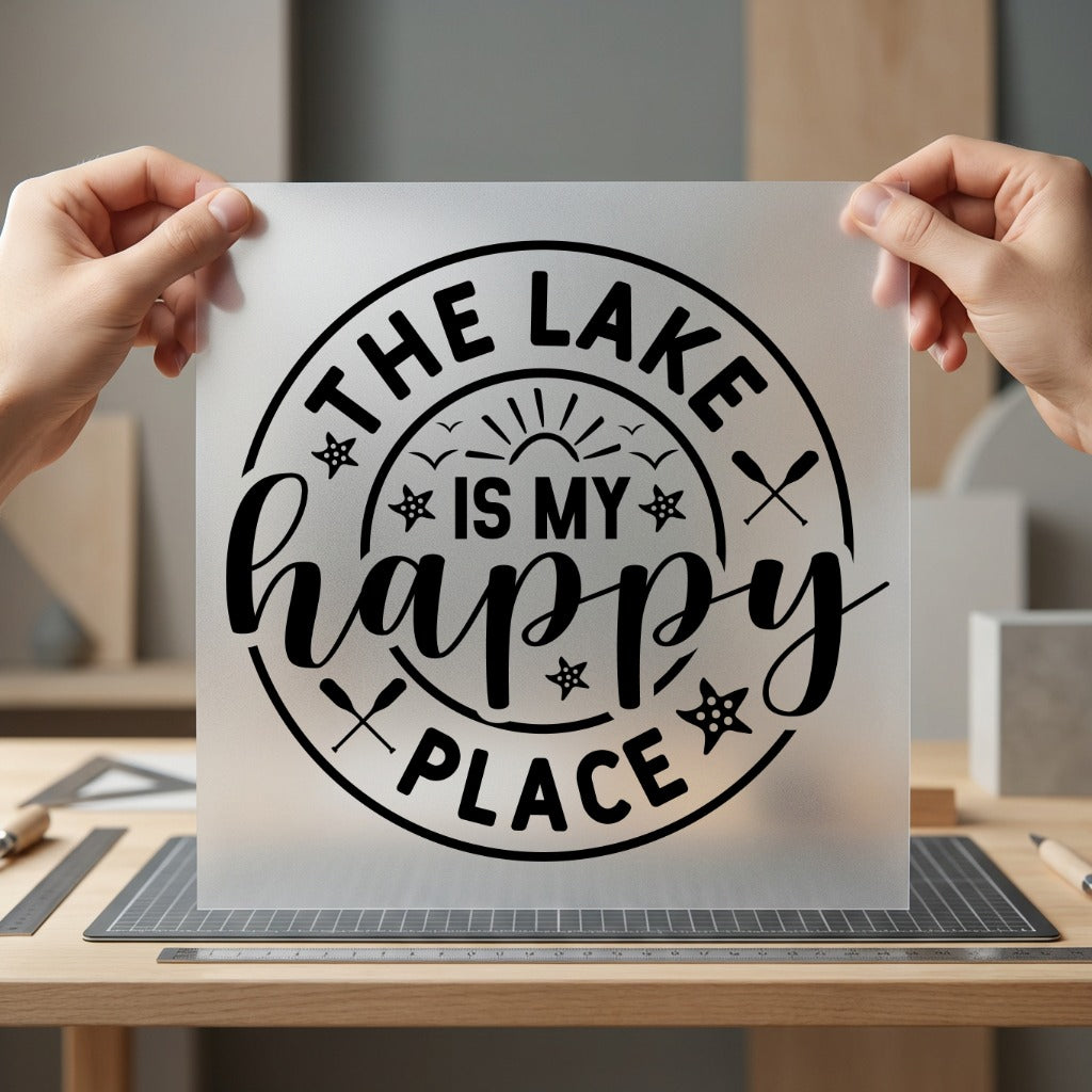 Lake Happy Place Nautical Fishing Camping Ready to Press DTF Transfer for Dtf