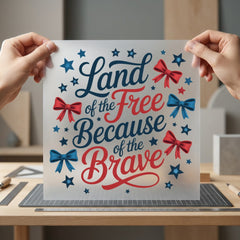 Land Free Because Brave 4th Of July Patriotic Ready to Press DTF Transfer for Dtf