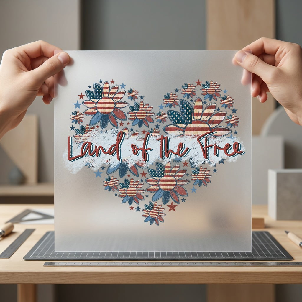 Land Free Heart Patriotic 4th Of July Usa Ready to Press DTF Transfer for Dtf