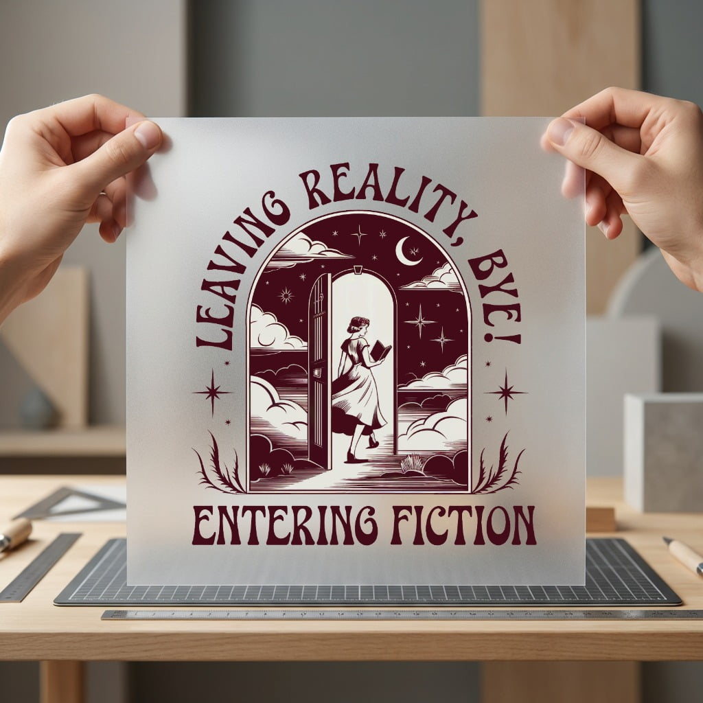 Leaving Reality Entering Fiction Vintage Retro Ready to Press DTF Transfer for Dtf