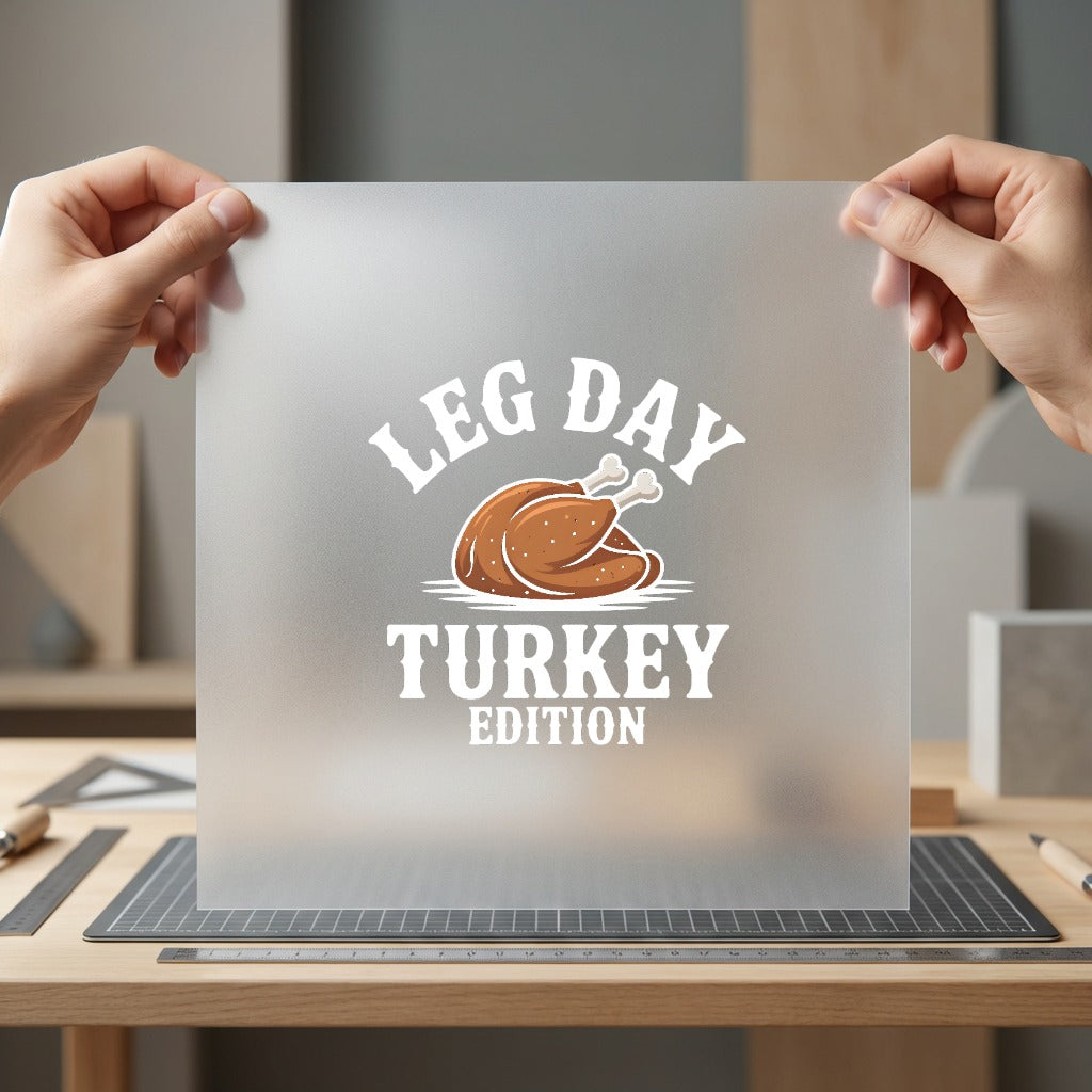 Leg Day Turkey Edition Thanksgiving Funny Ready to Press DTF Transfer for Dtf