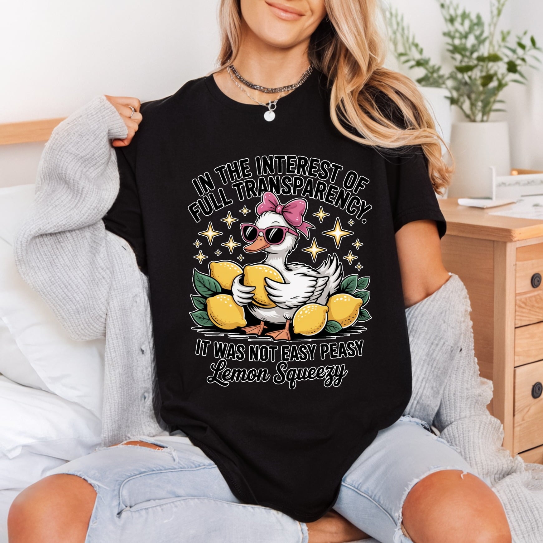 Lemon Squeezy Duck Humorous Dad Funny Ready to Press DTF Transfer for Dtf