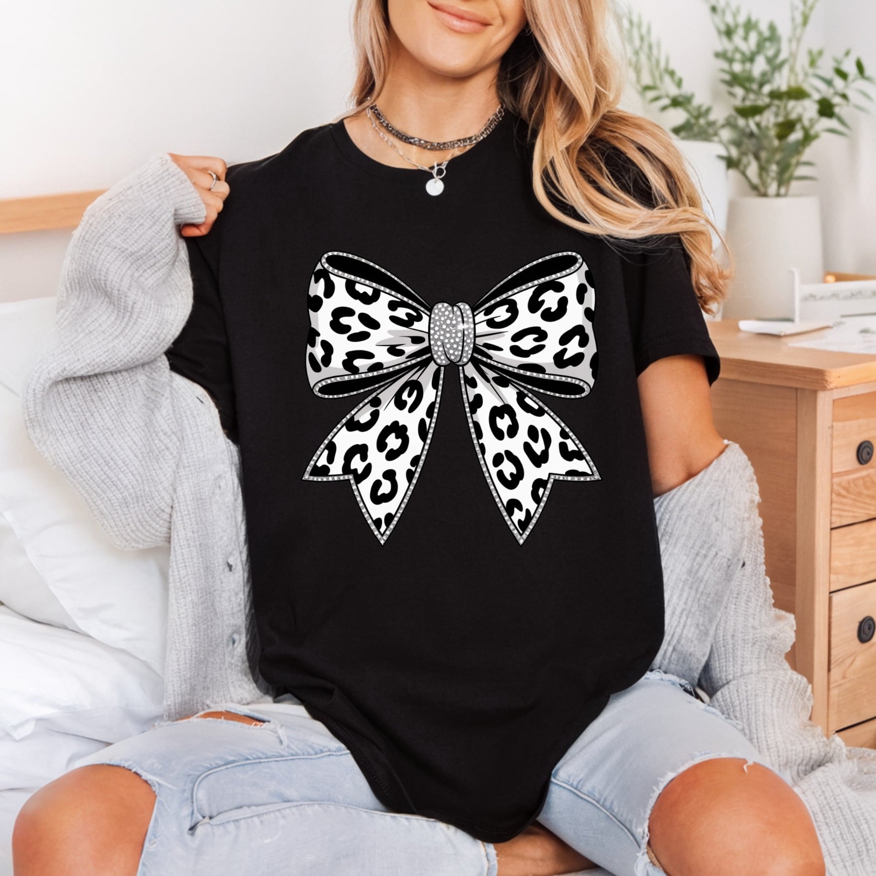Leopard Bow Chic Diy Boho Aesthetic Ready to Press DTF Transfer for Dtf