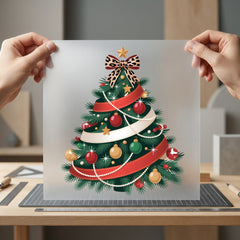 Leopard Bow Christmas Tree Christmas Leopard Ready to Press DTF Transfer for Dtf