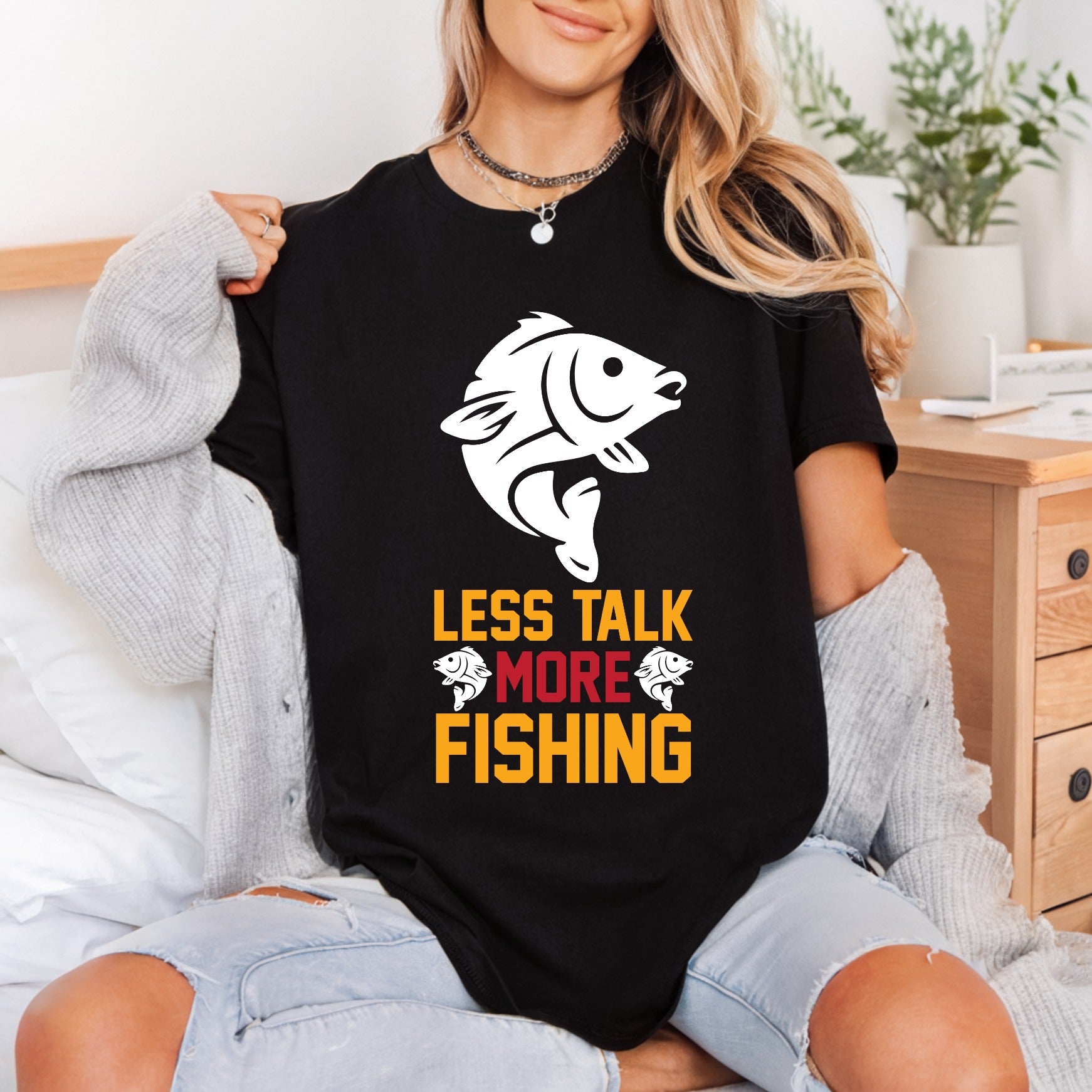 Less Talk More Fishing Dad Funny Ready to Press DTF Transfer for Dtf