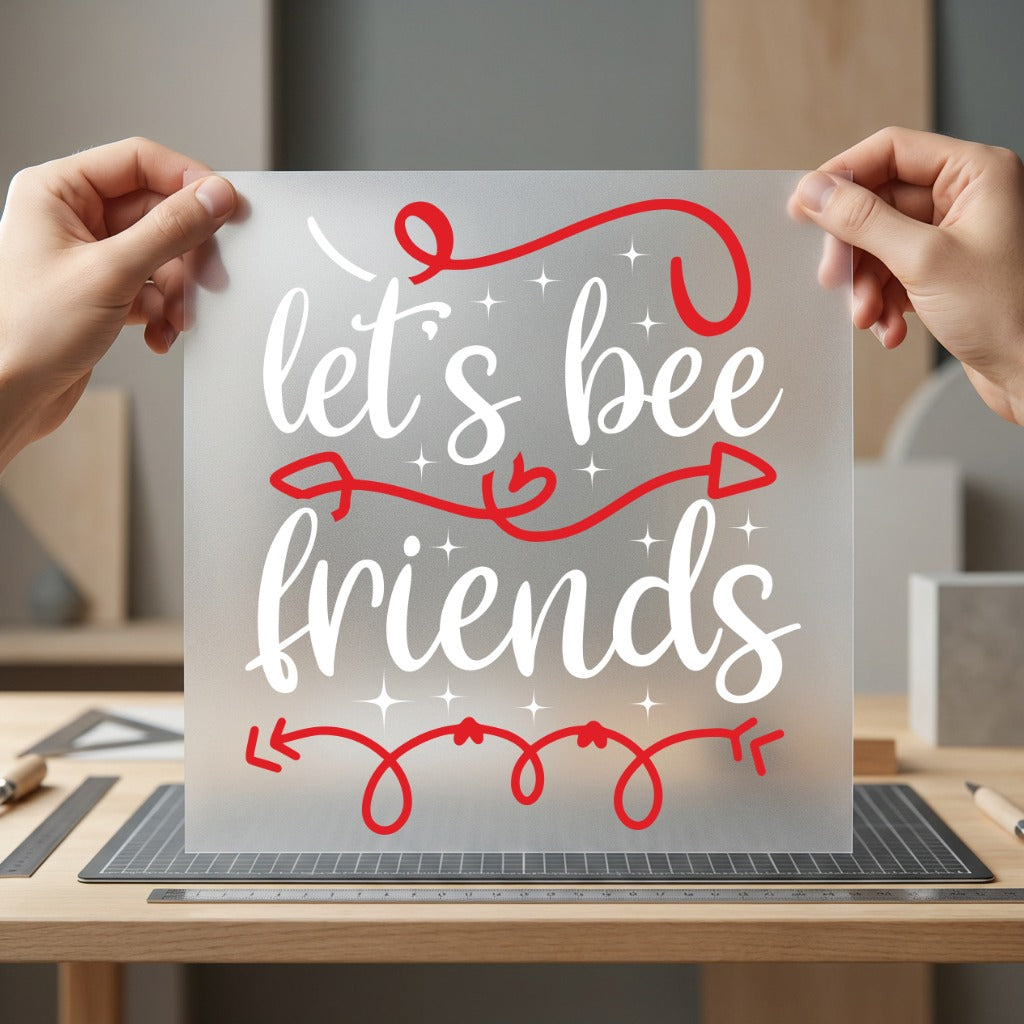 Let Bee Friends Script Aesthetic Ready to Press DTF Transfer for Dtf