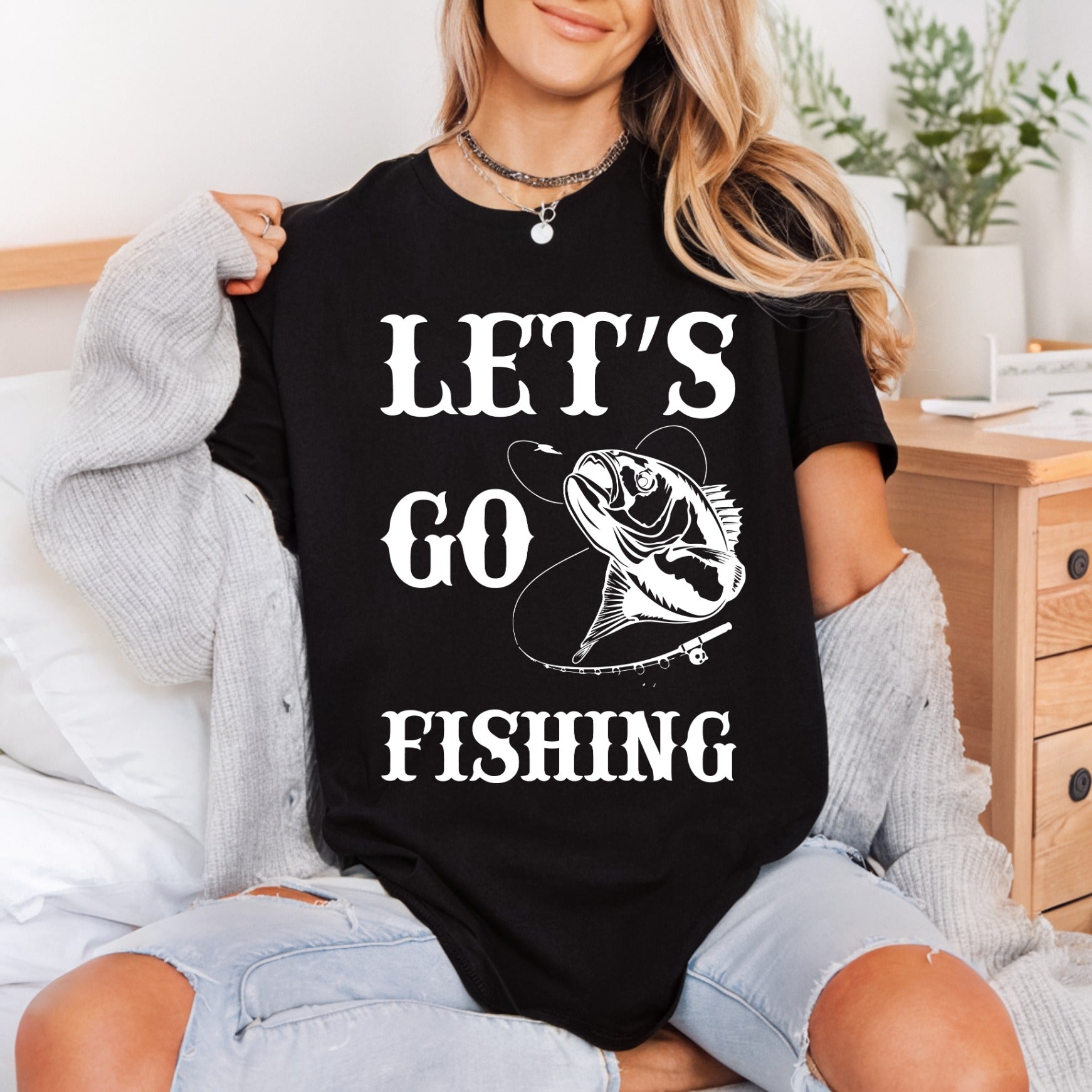 Let Fishing Bass Outdoor Dad Fishing Ready to Press DTF Transfer for Dtf