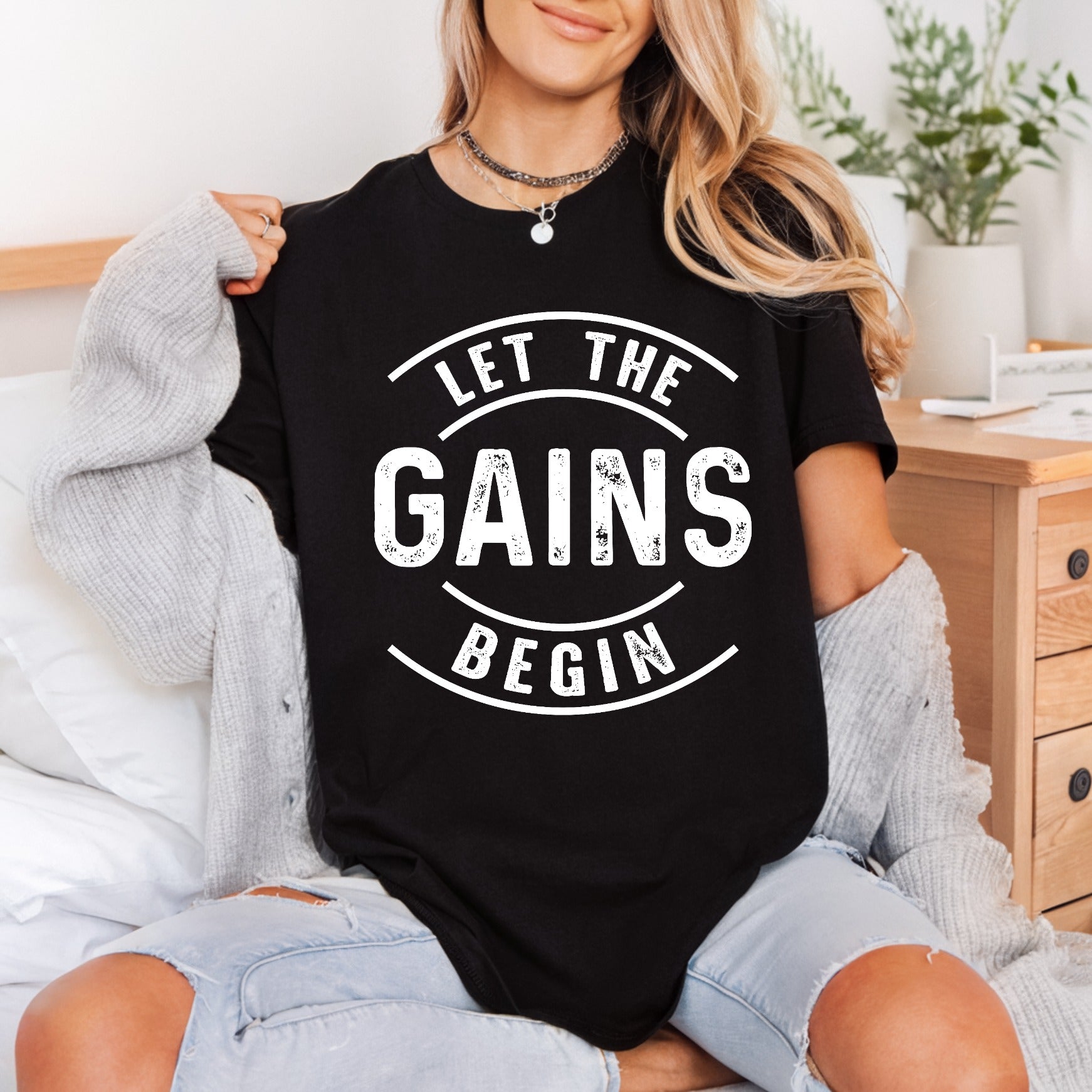 Let Gains Begin Gym Vintage Retro Ready to Press DTF Transfer for Dtf