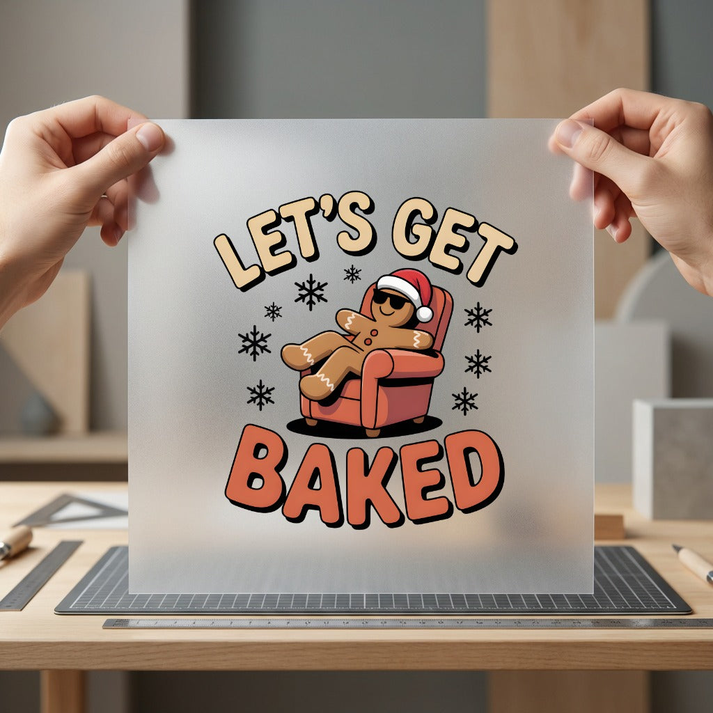 Let Get Baked Gingerbread Christmas Winter Ready to Press DTF Transfer for Dtf