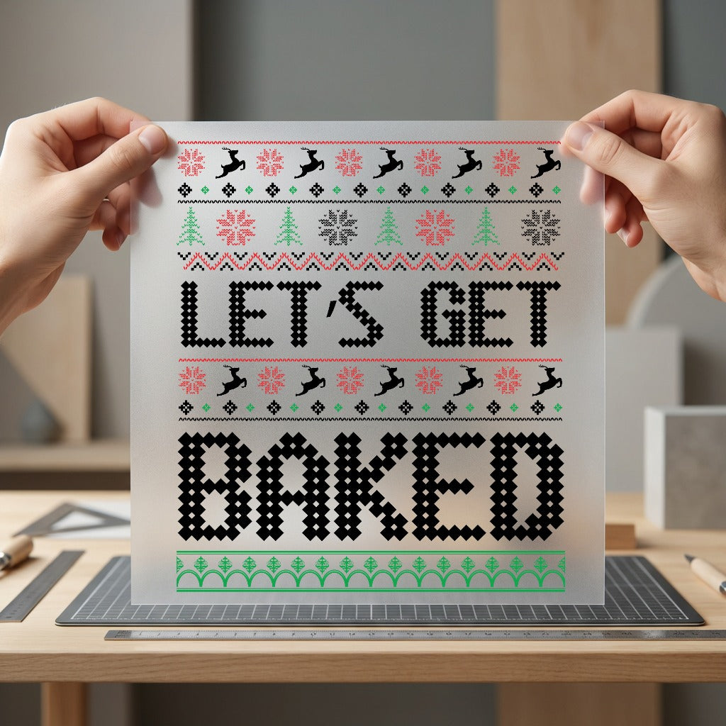 Let Get Baked Ugly Christmas Funny Ready to Press DTF Transfer for Dtf