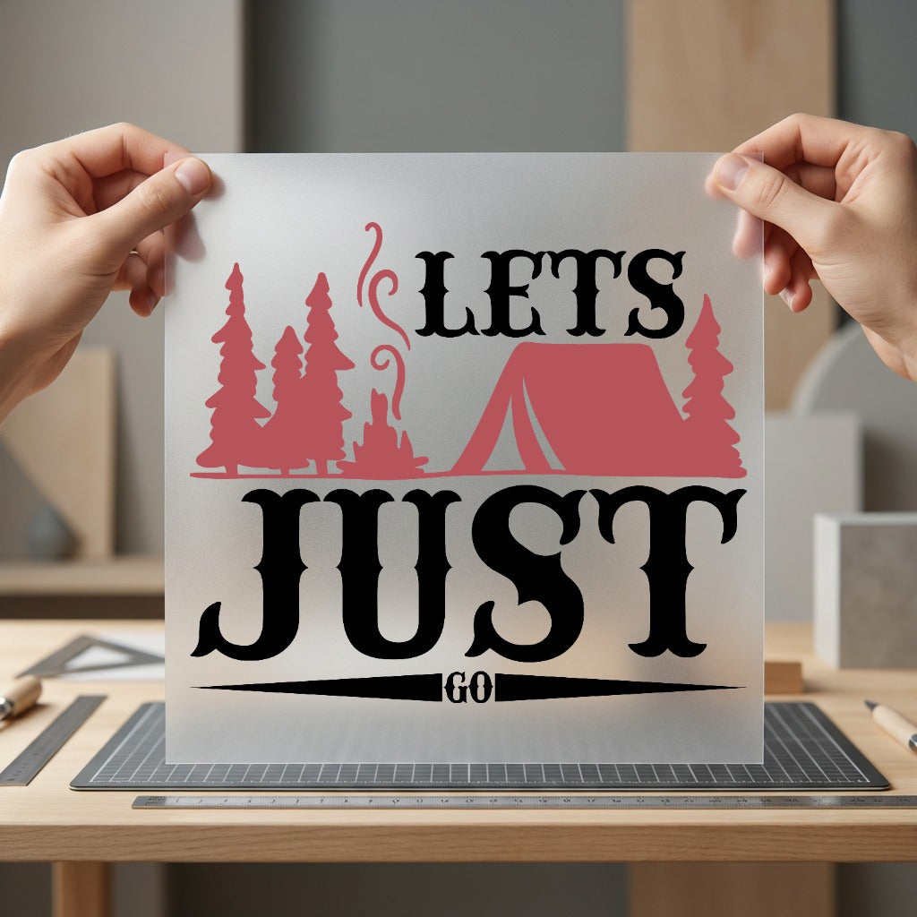 Let Just Camping Retro Camping Ready to Press DTF Transfer for Dtf