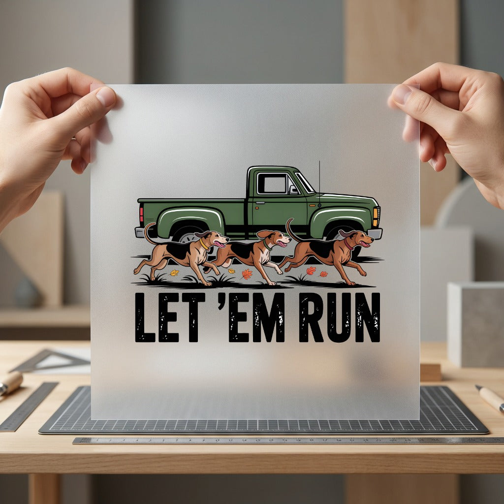 Let Run Hunting Dogs Mom Dad Ready to Press DTF Transfer for Dtf