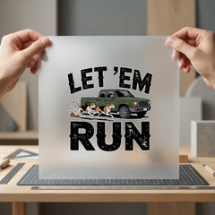 Let Run Hunting Dogs Vintage Retro Ready to Press DTF Transfer for Dtf