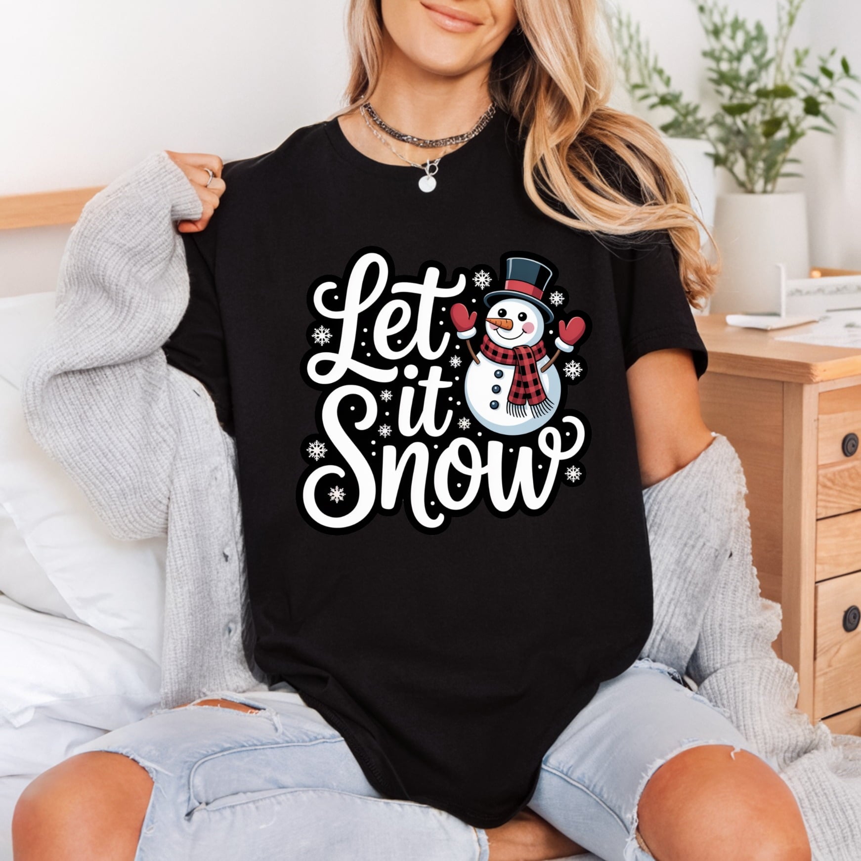 Let Snow Snowman Winter Christmas Winter Ready to Press DTF Transfer for Dtf