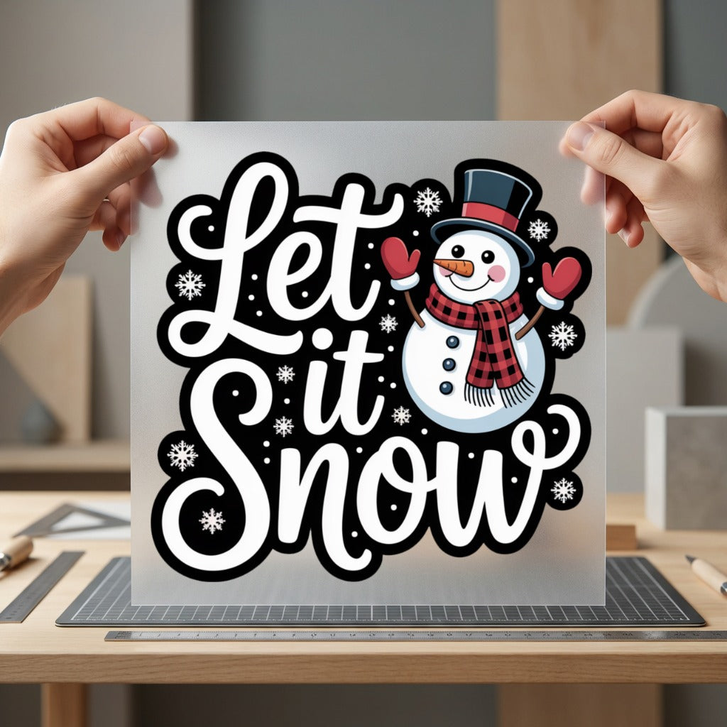 Let Snow Snowman Winter Christmas Winter Ready to Press DTF Transfer for Dtf