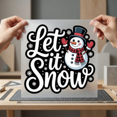 Let Snow Snowman Winter Christmas Winter Ready to Press DTF Transfer for Dtf