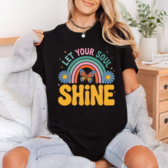 Let Soul Shine Rainbow Retro Boho Ready to Press DTF Transfer for Dtf
