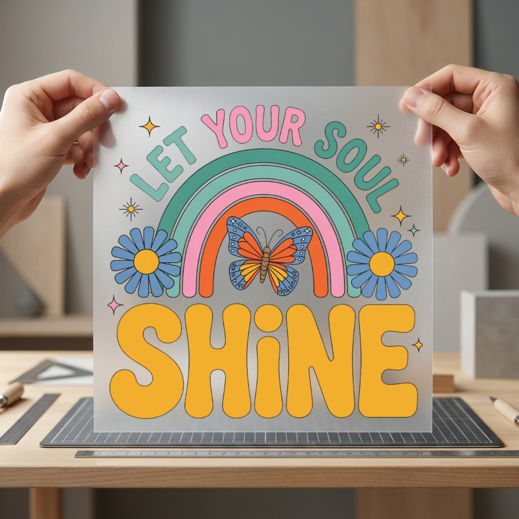 Let Soul Shine Rainbow Retro Boho Ready to Press DTF Transfer for Dtf