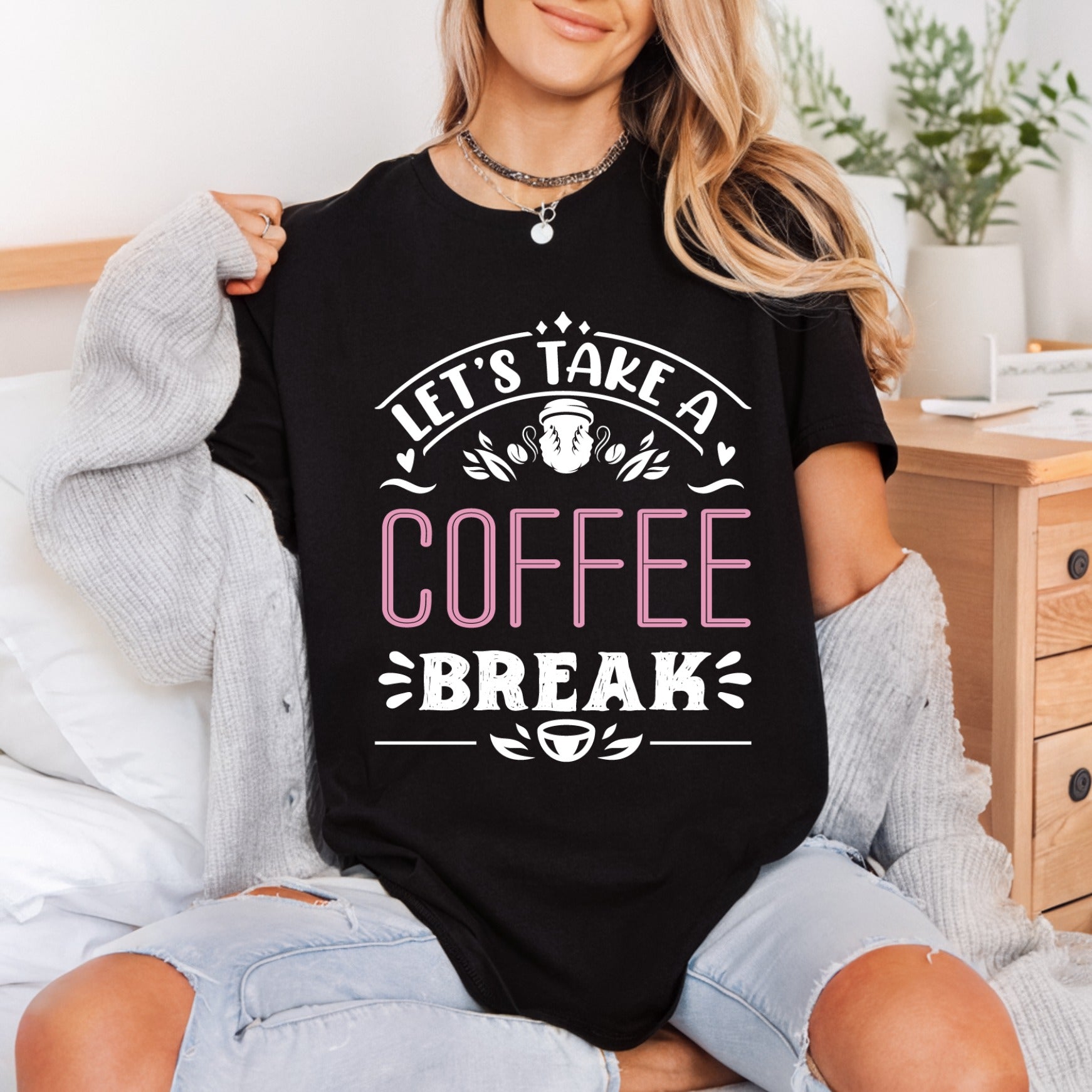 Let Take Coffee Break Retro Ready to Press DTF Transfer for Dtf