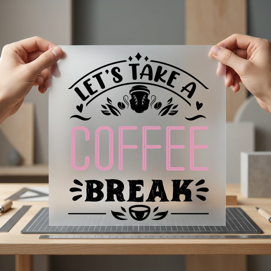 Let Take Coffee Break Retro Ready to Press DTF Transfer for Dtf