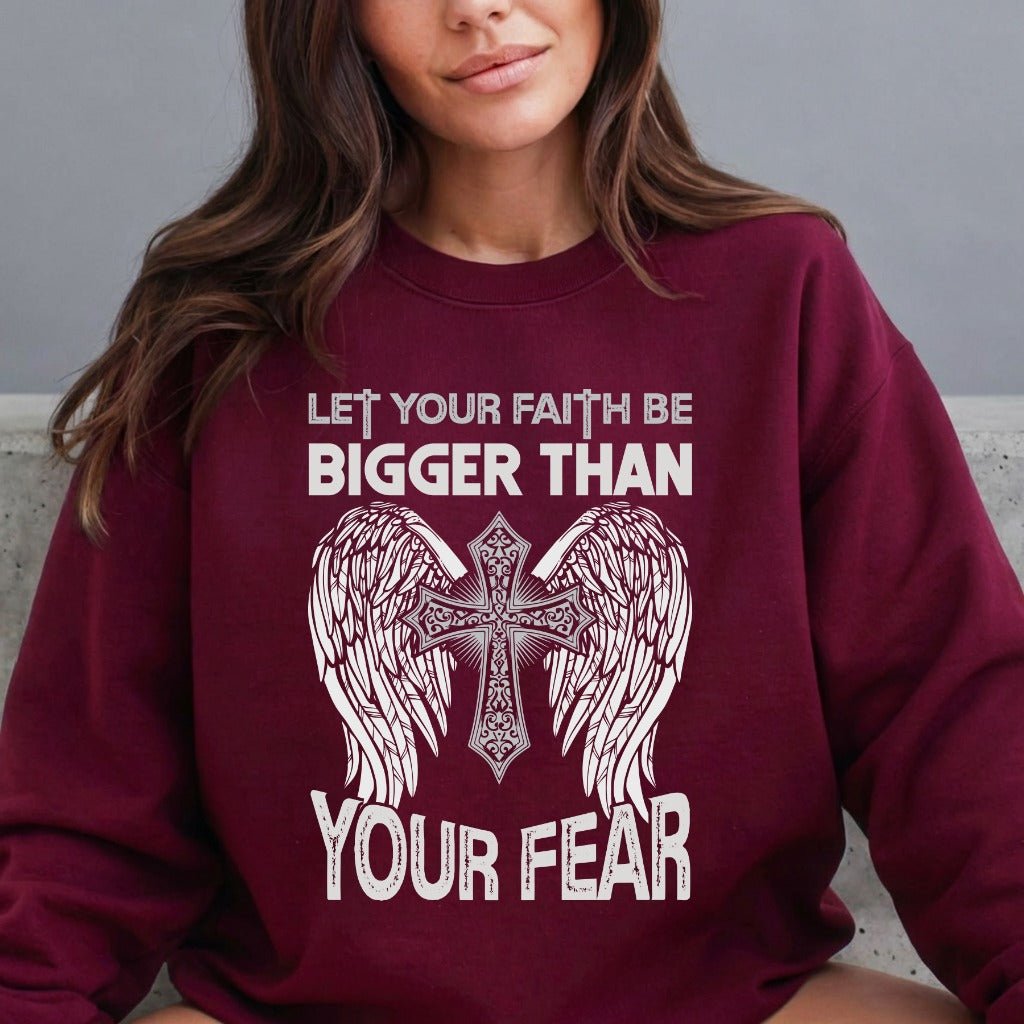 Let Your Faith Be Bigger | Cross & Wings Sweatshirt - Luckets.com