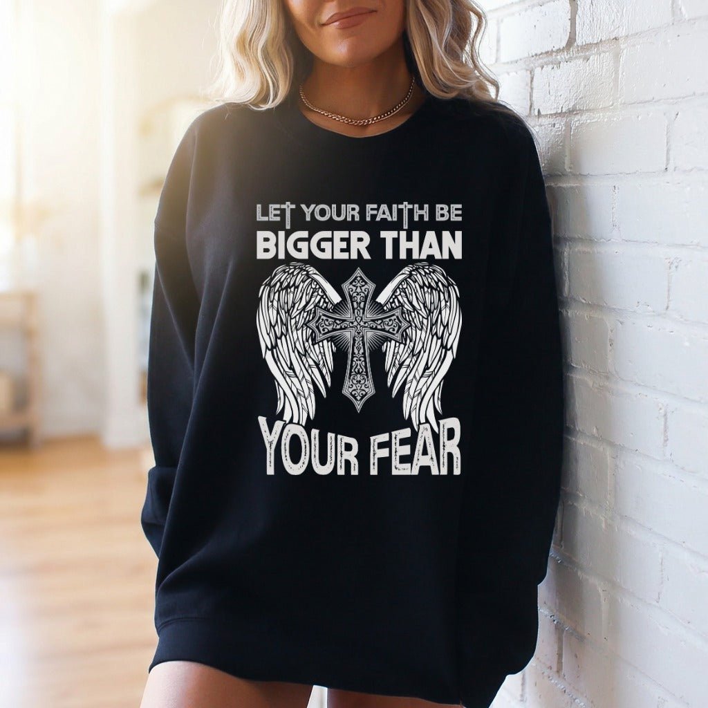 Let Your Faith Be Bigger | Cross & Wings Sweatshirt - Luckets.com