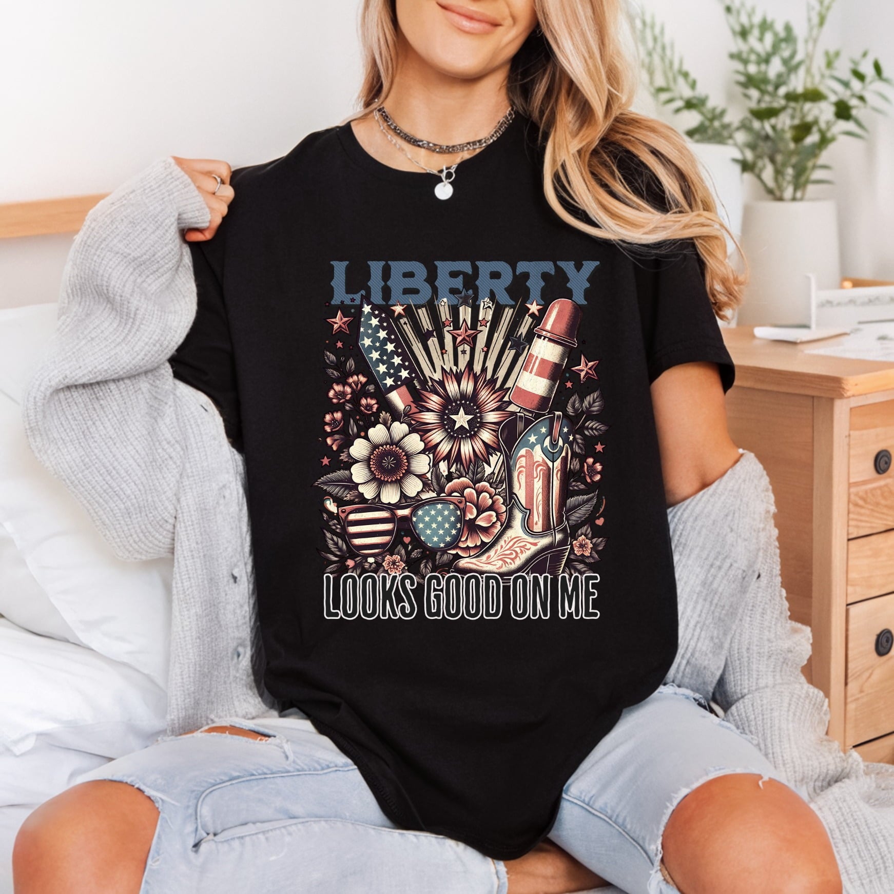 Liberty Looks Good Patriotic 4th Of July Patriotic Ready to Press DTF Transfer for Dtf
