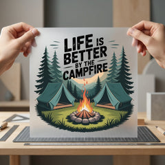 Life Better Campfire Retro Vintage Retro Ready to Press DTF Transfer for Dtf