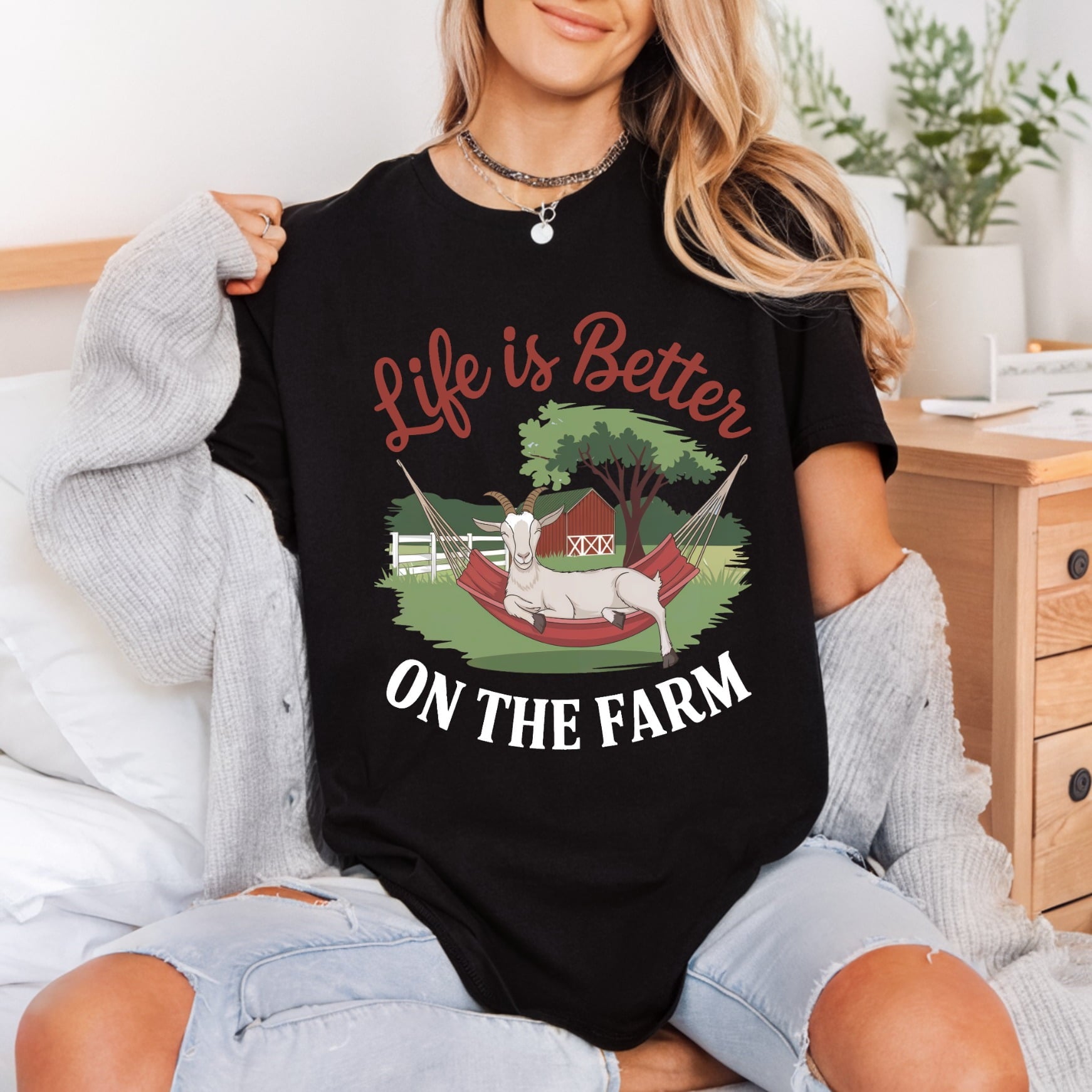 Life Better Farm Goat Usa Funny Ready to Press DTF Transfer for Dtf