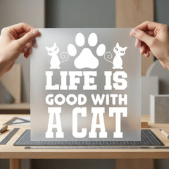 Life Good Cat Pet Mom Dad Ready to Press DTF Transfer for Dtf