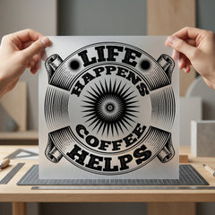 Life Happens Coffee Helps Funny Sarcastic Ready to Press DTF Transfer for Dtf