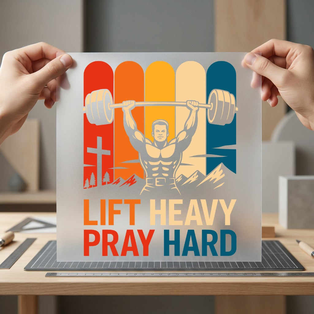 Lift Heavy Pray Hard Christian Faith Ready to Press DTF Transfer for Dtf