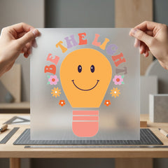 Light Smiley Bulb Retro Retro Ready to Press DTF Transfer for Dtf