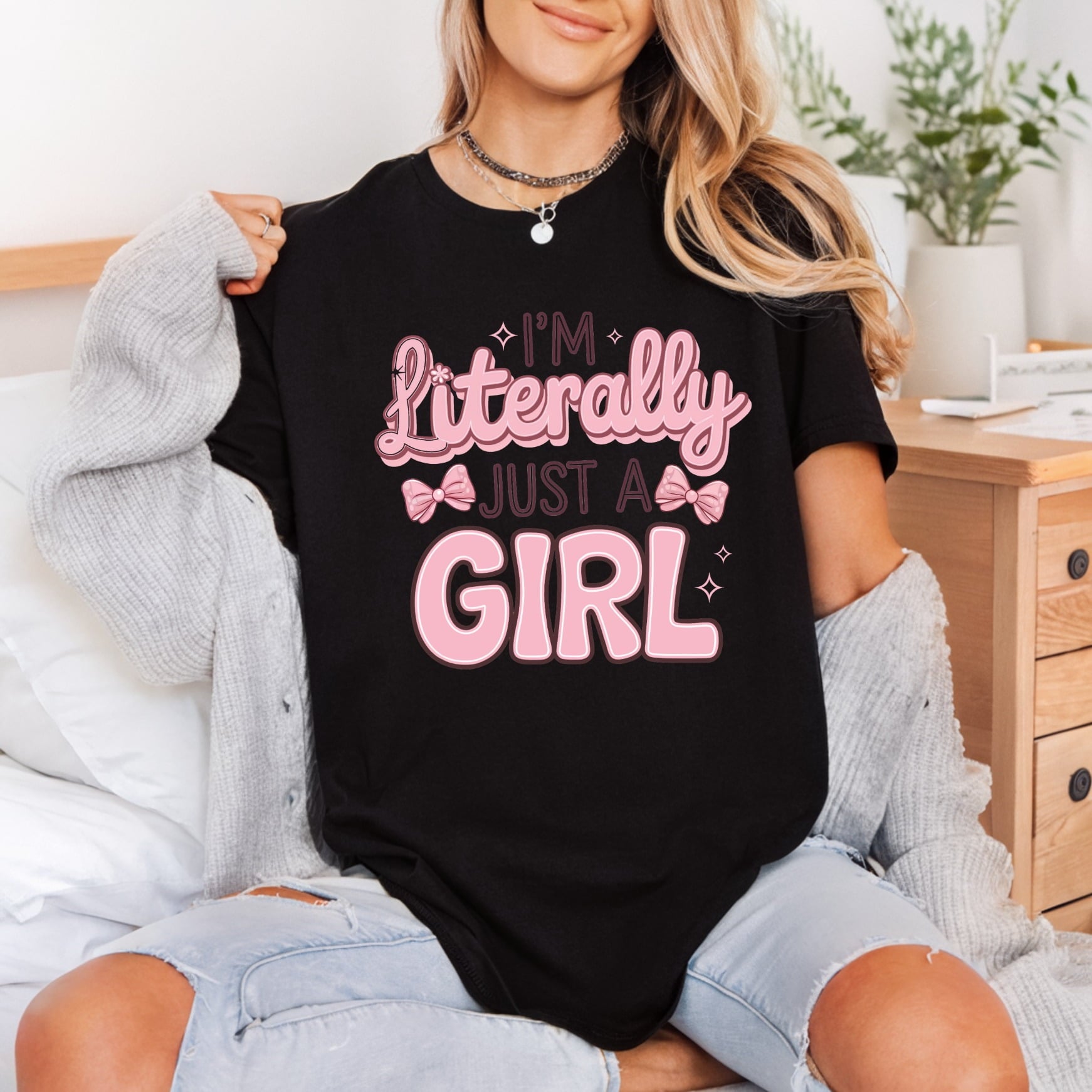 Literally Just Girl Bows Aesthetic Ready to Press DTF Transfer for Dtf