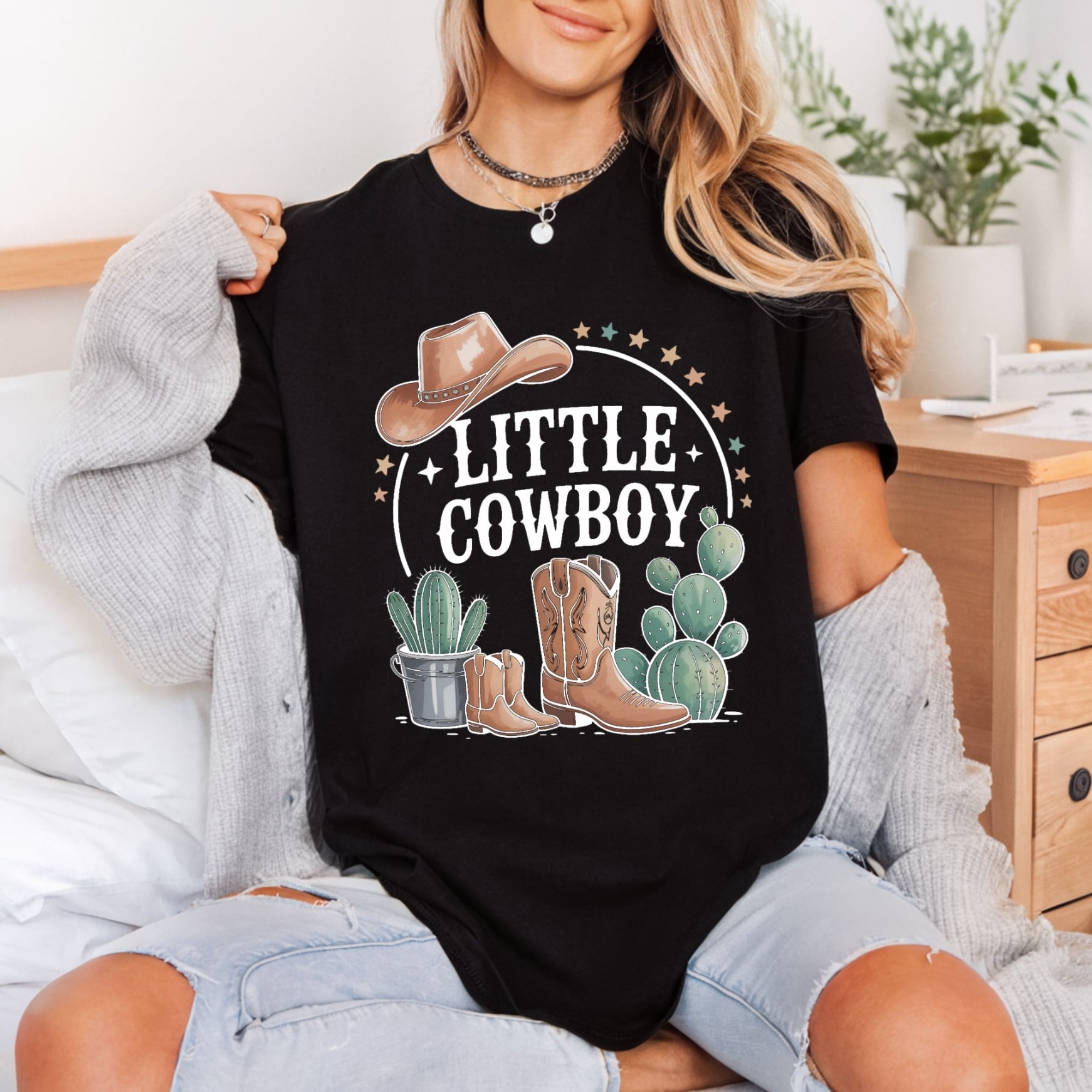 Little Cowboy Western Boho Usa Boho Ready to Press DTF Transfer for Dtf