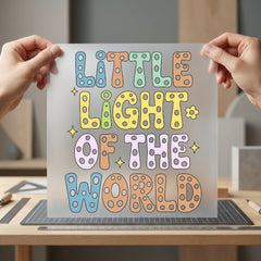 Little Light World Retro Christian Faith Ready to Press DTF Transfer for Dtf