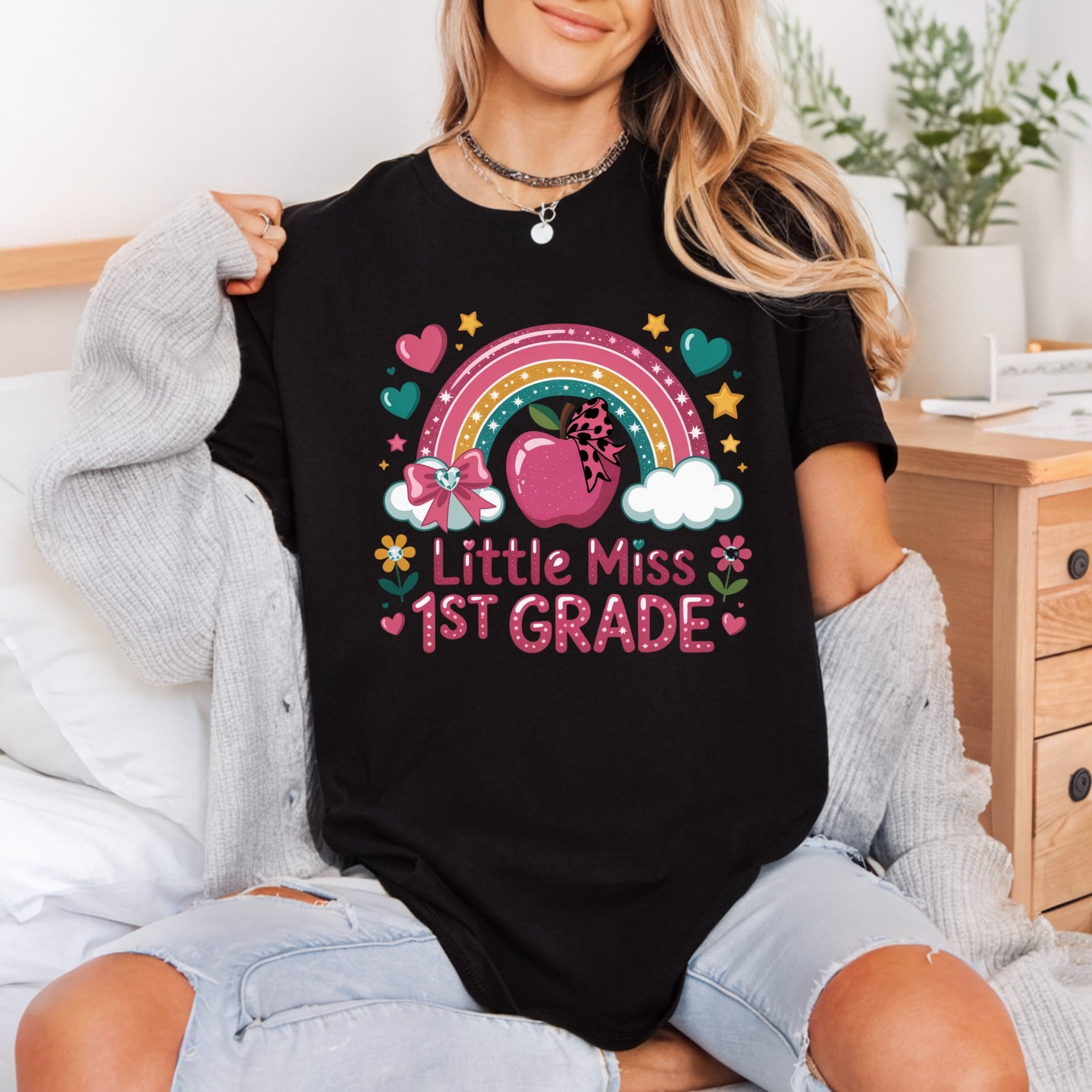 Little Miss 1st Grade Funny Ready to Press DTF Transfer for Dtf